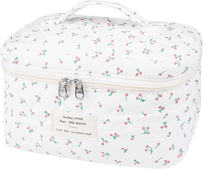 Large Makeup Bag, Cute Cosmetic Bag for Women Girls, Floral Coquette Aesthetic Toiletry Bag, Trav... | Amazon (US)