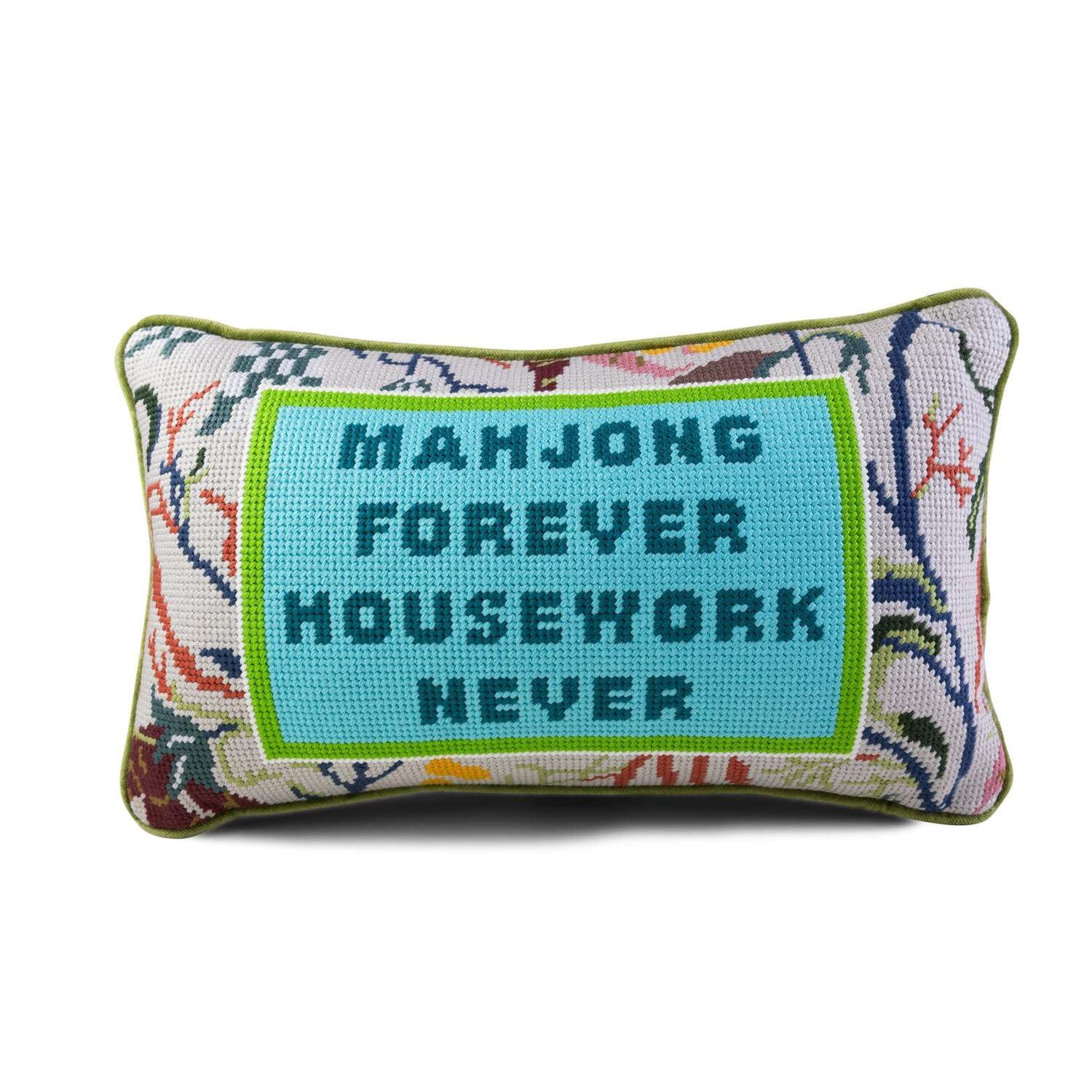 FURBISH Needlepoint Decorative Throw Pillow - Mahjong - 9"x15" - Small Embroidered Designer Pillo... | Amazon (US)