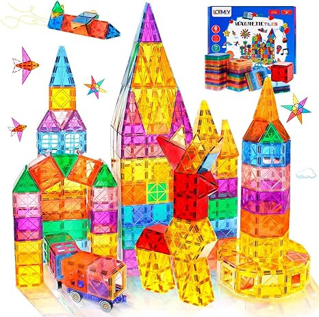 Magnetic Tiles Building Blocks, 108 PCS Magnetic Blocks Buliding Tiles Set, Magnetic Building Blo... | Amazon (US)