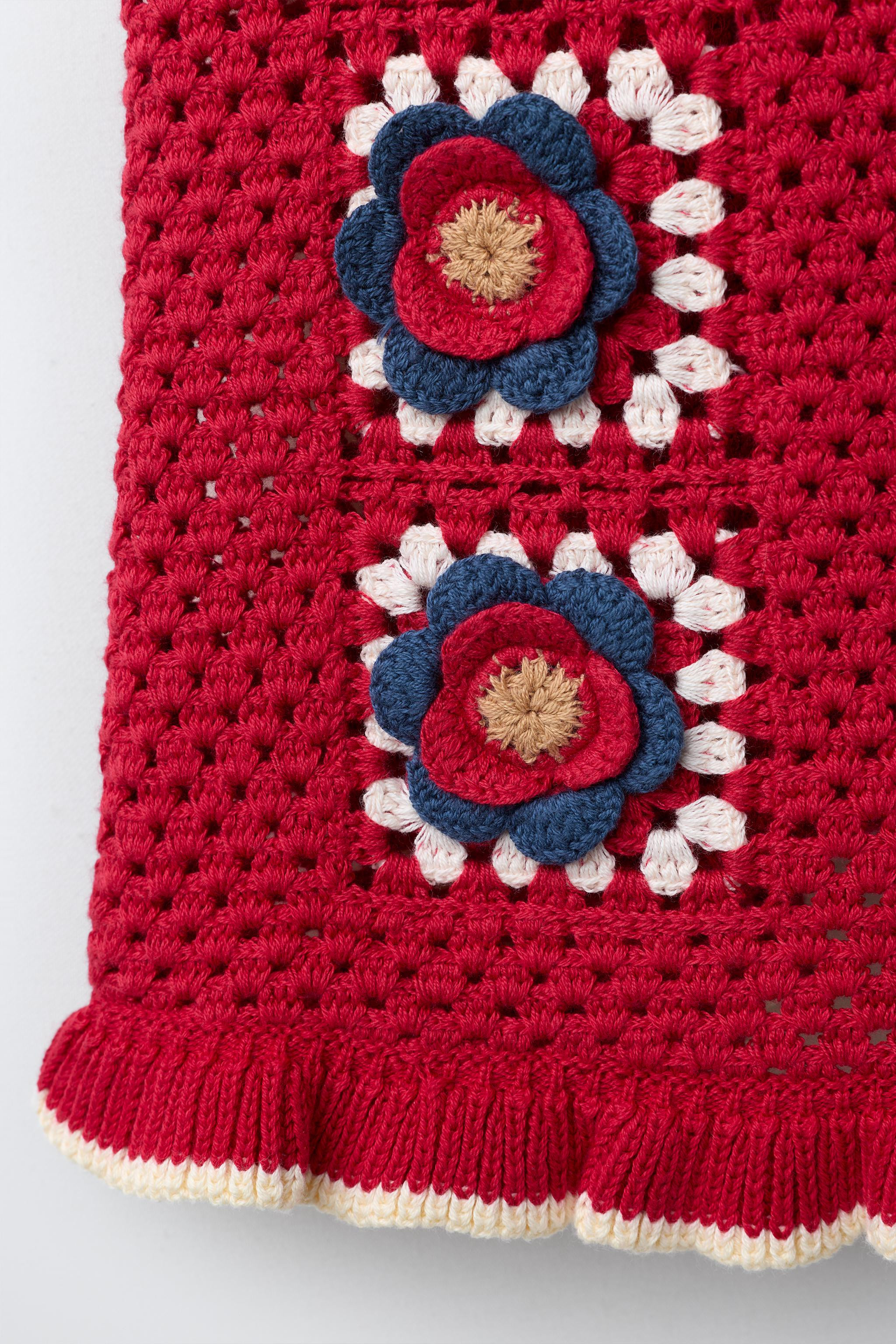 CROCHET FLORAL KNIT DRESS | Zara US