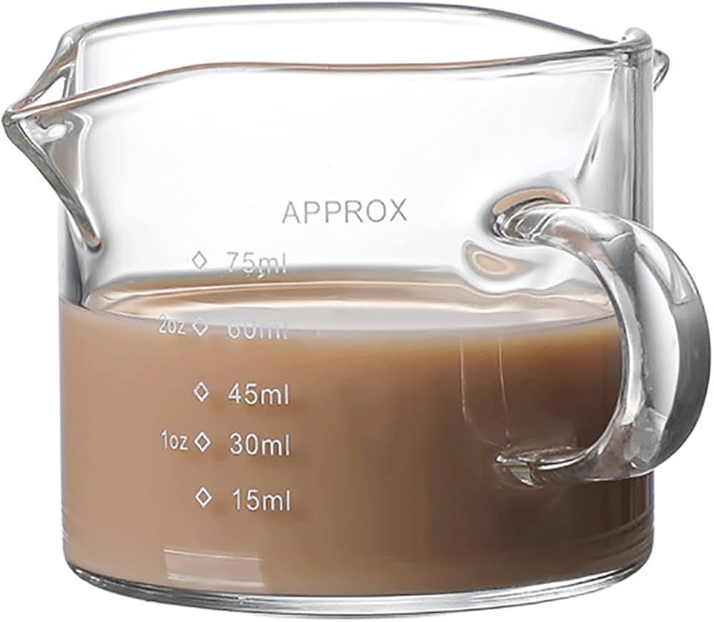Double Spouts Measuring Coffee Milk Cup 75ML Espresso Shot Glass Espresso Accessories with Handle... | Amazon (US)