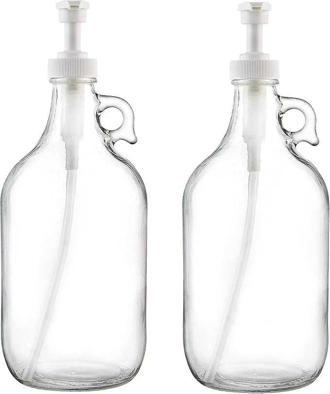 Half Gallon Glass Pump Dispenser Bottle, Large Jug with Pump for Laundry Soap Dispenser, Liquid D... | Amazon (US)