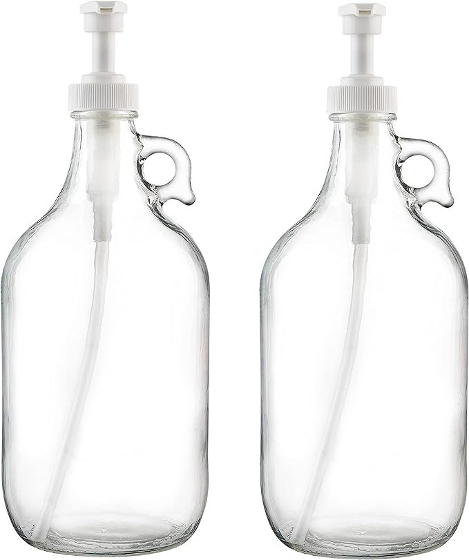 kitchentoolz Half Gallon Glass Pump Dispenser Bottle, Large Jug with Pump for Laundry Soap Dispen... | Amazon (US)