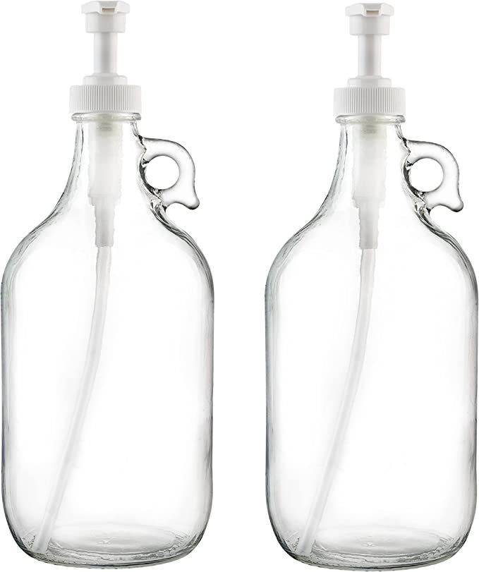 Half Gallon Glass Pump Dispenser Bottle, Large Jug with Pump for Laundry Soap Dispenser, Liquid D... | Amazon (US)