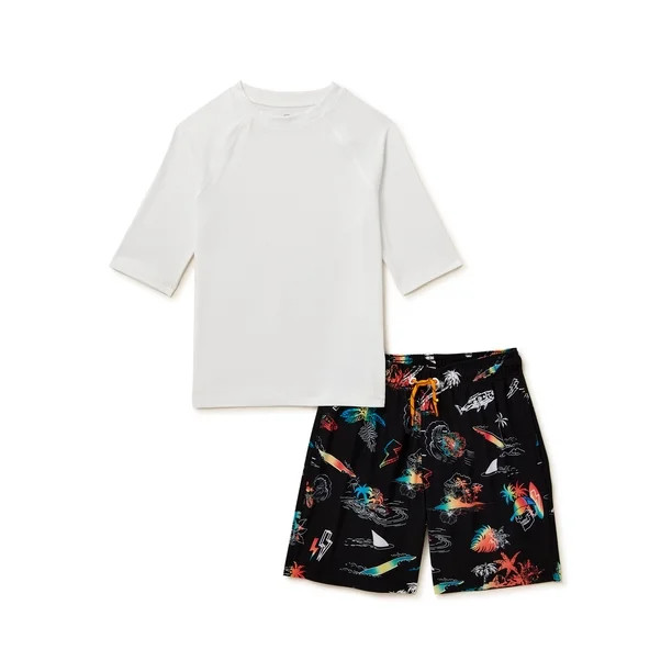 Wonder Nation Boys Quick Dry Swim and Rashguard Set, 2-Piece, Sizes 4-18 & Husky | Walmart (US)