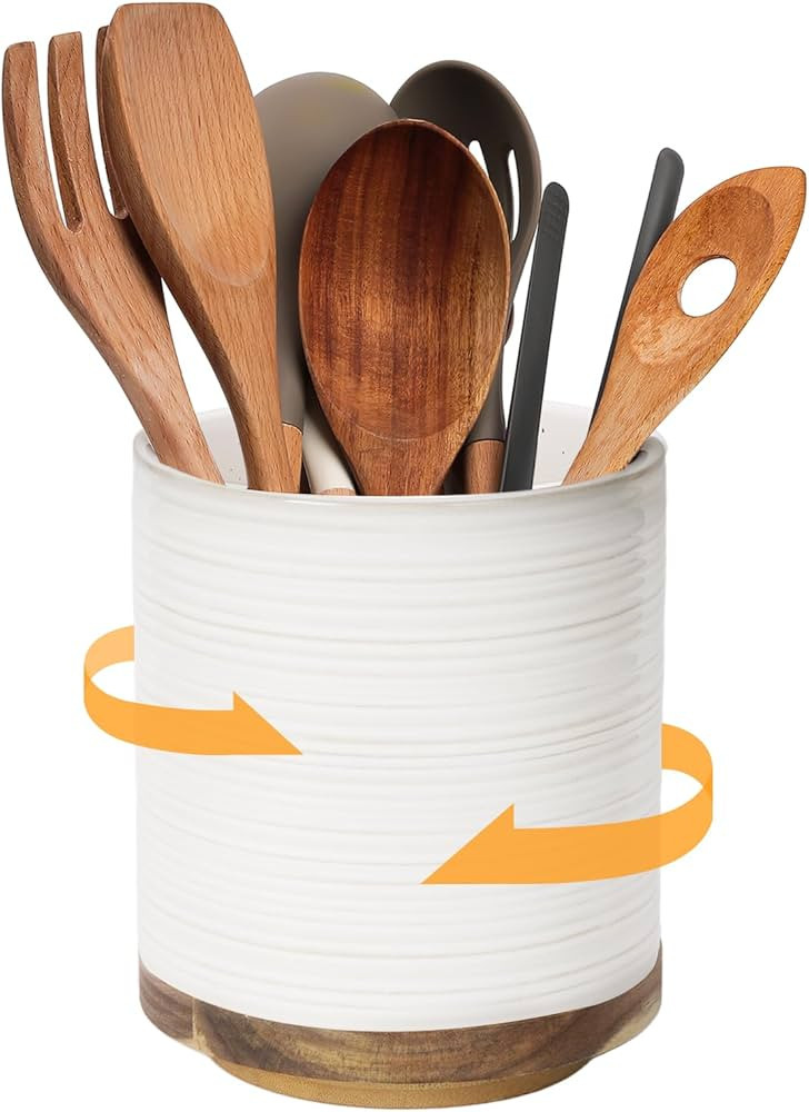 DOWAN 360° Rotating Extra Large Cooking Utensil Holder, 7.6" Kitchen Utensil Holder for Countert... | Amazon (US)