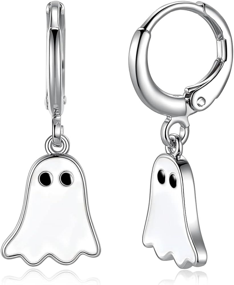 Halloween Earrings 14K Gold Plated Cute Spooky Ghost Hoop Dangle Earrings for Women Girls Fun Hal... | Amazon (US)