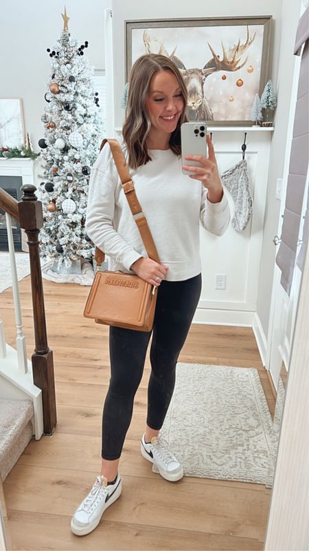 Casual fall/winter outfit, workout aesthetic, workout wear, errands outfit, Steve Madden purse, lululemon outfit, Nike platform, Christmas entryway, moose Christmas decor, Christmas entryway sign, 

#LTKHoliday #LTKfit #LTKhome