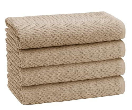 COTTON CRAFT Waffle Bath Towel - Set of 4 Luxury Euro Spa Waffle Weave Towels - 100% Ringspun Cotton Super Absorbent Quick Dry Bath Towel Set - Oversized 30 inches x 56 inches - Linen | Amazon (US)