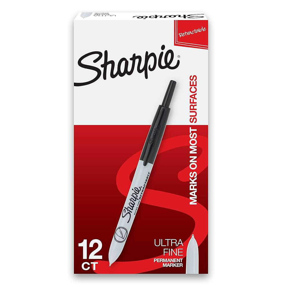 Sharpie Retractable Permanent Markers, Ultra Fine Point, Black, 12 Count | Amazon (US)