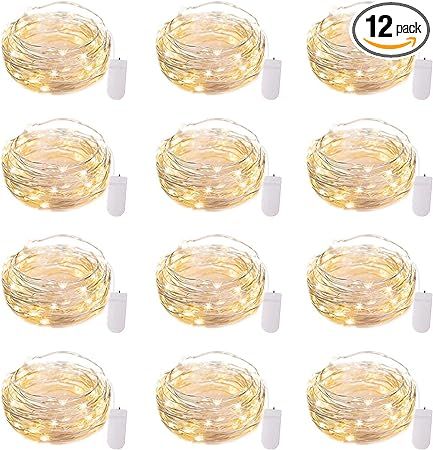 Brightown 12 Pack Led Fairy Lights Battery Operated String Lights Waterproof Silver Wire 7 Feet 2... | Amazon (US)