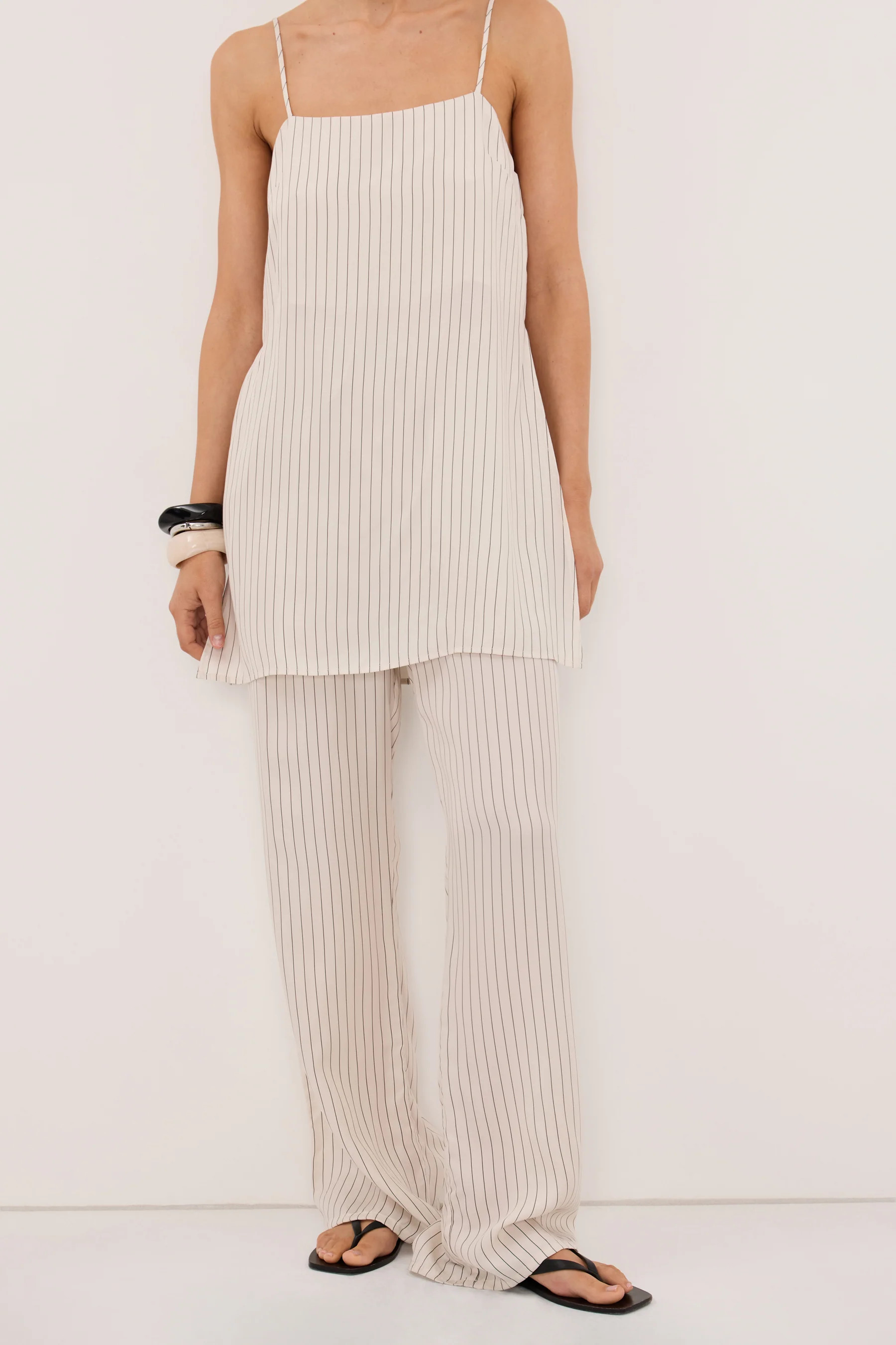 AMARA CREAM STRIPE CUPRO PANT | DISSH
