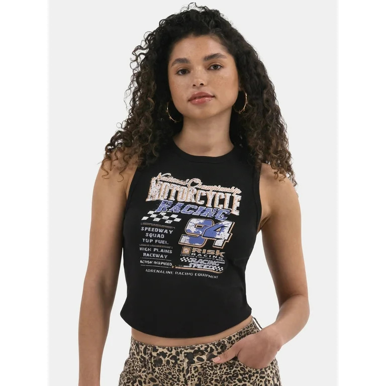 No Boundaries Cropped Graphic Cotton Tank Top, Women's | Walmart (US)