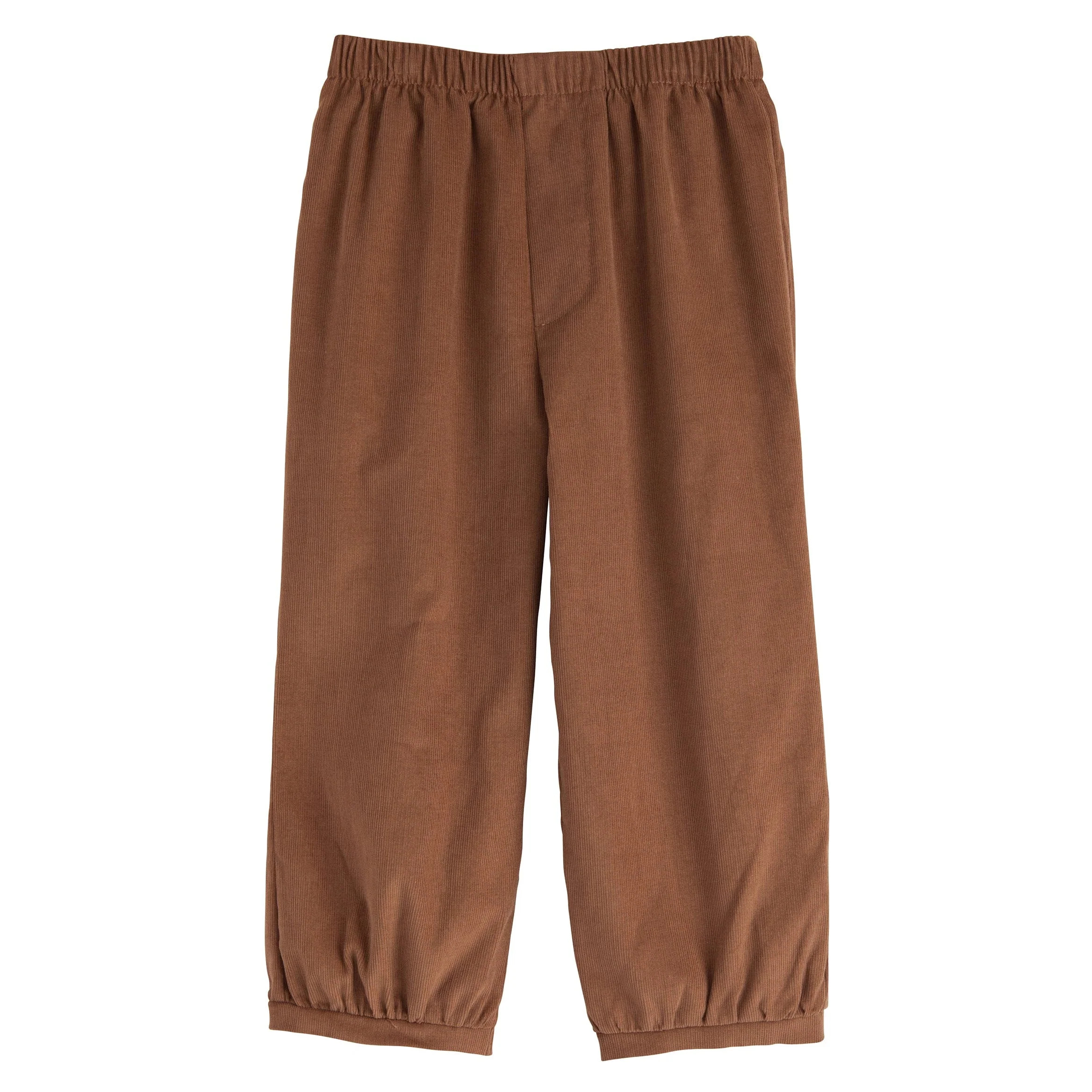 Boy's Elastic Waist Brown Corduroy Pants - Classic Children's Fall Bottoms | Little English