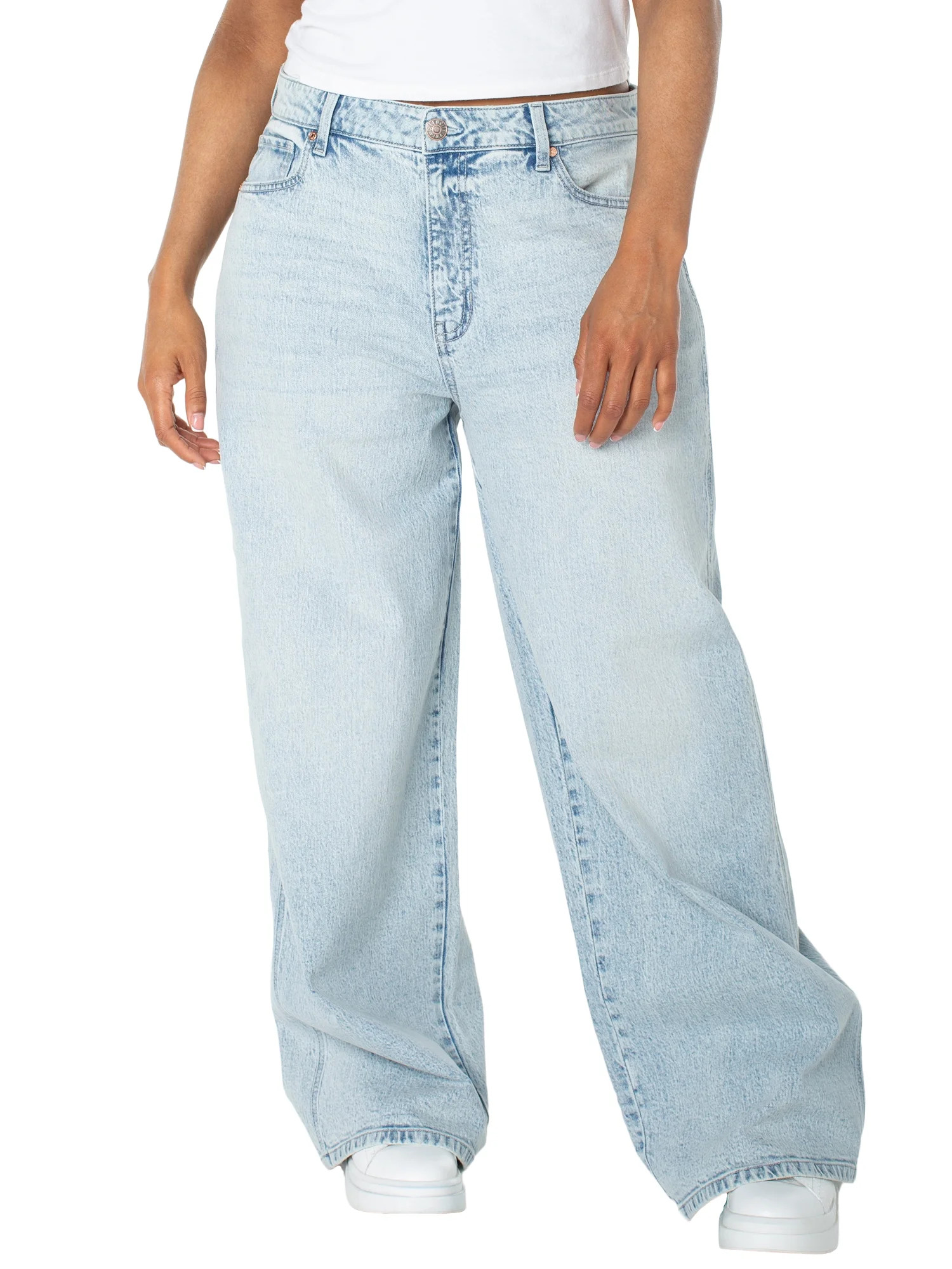 Celebrity Pink Women's and Women's Plus Baggy Wide Leg Jeans, Available in Regular, Short, Long I... | Walmart (US)