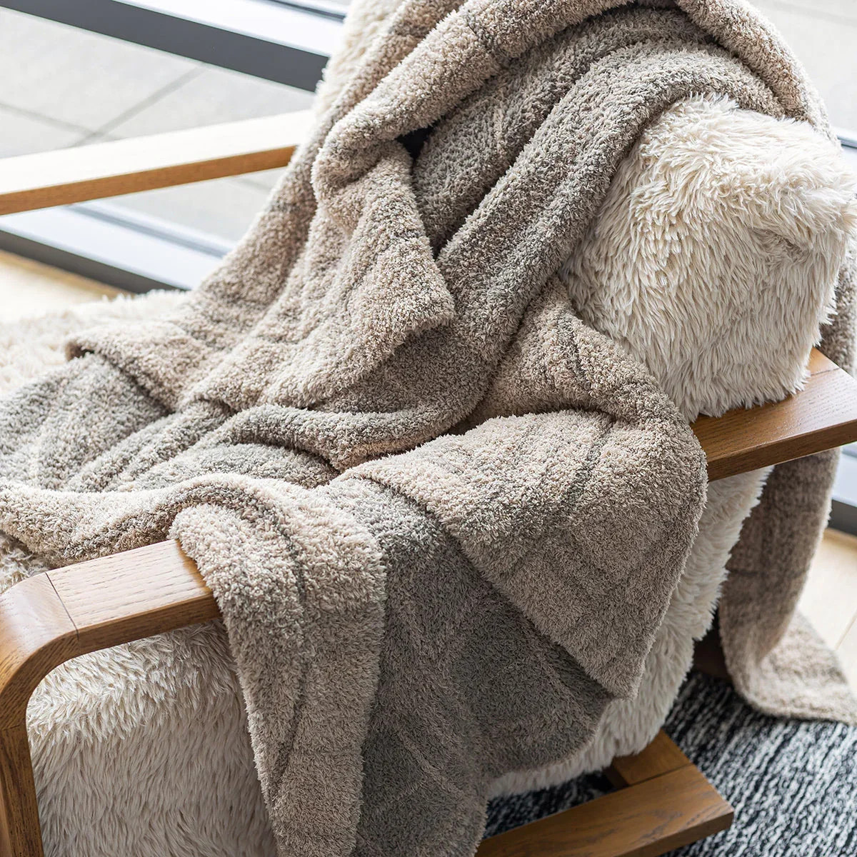 Pure Cashmere and Roasted Cashew Plaid Print Extended Throw | Sunset Snuggles