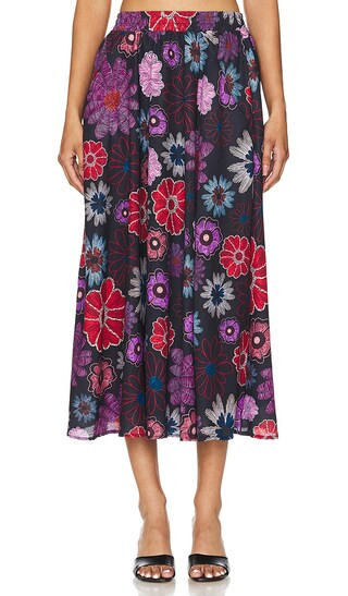 Paula Skirt in Black Botanical | Revolve Clothing (Global)