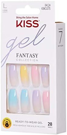 KISS Gel Fantasy Ready-to-Wear Press-On Gel Nails, “It's Destiny”, Long, Multi-Colored Pastel Tips,  | Amazon (US)