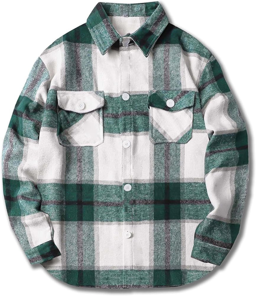 Cromoncent Mens Flannel Casual Plaid Checkered Long Sleeve Shirts | Amazon (US)