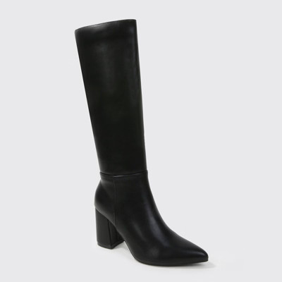 Berness Women's Auden Faux Leather Block Knee High Boots Black 8 | Target