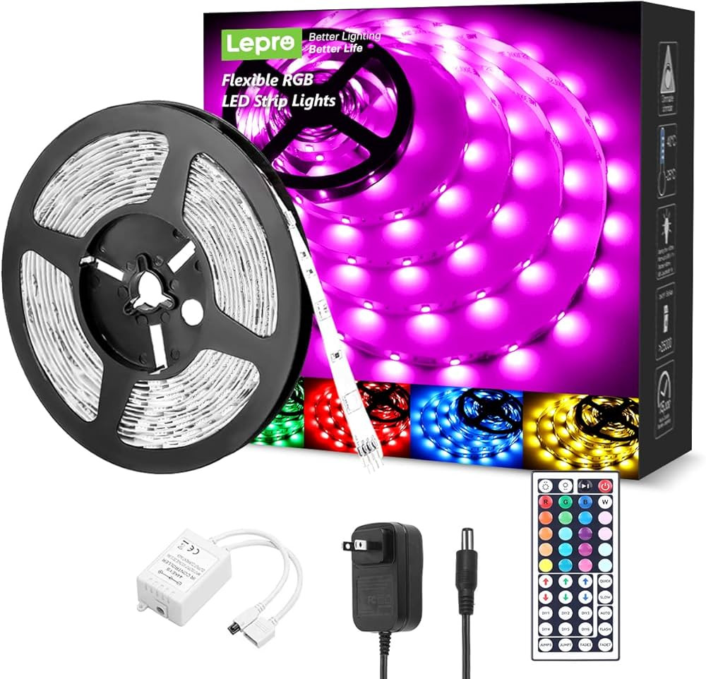 Lepro RGB LED Strip Lights, Christmas Decor, 16.4ft Flexible LED Light Strip, 5050 SMD LED, Color... | Amazon (US)
