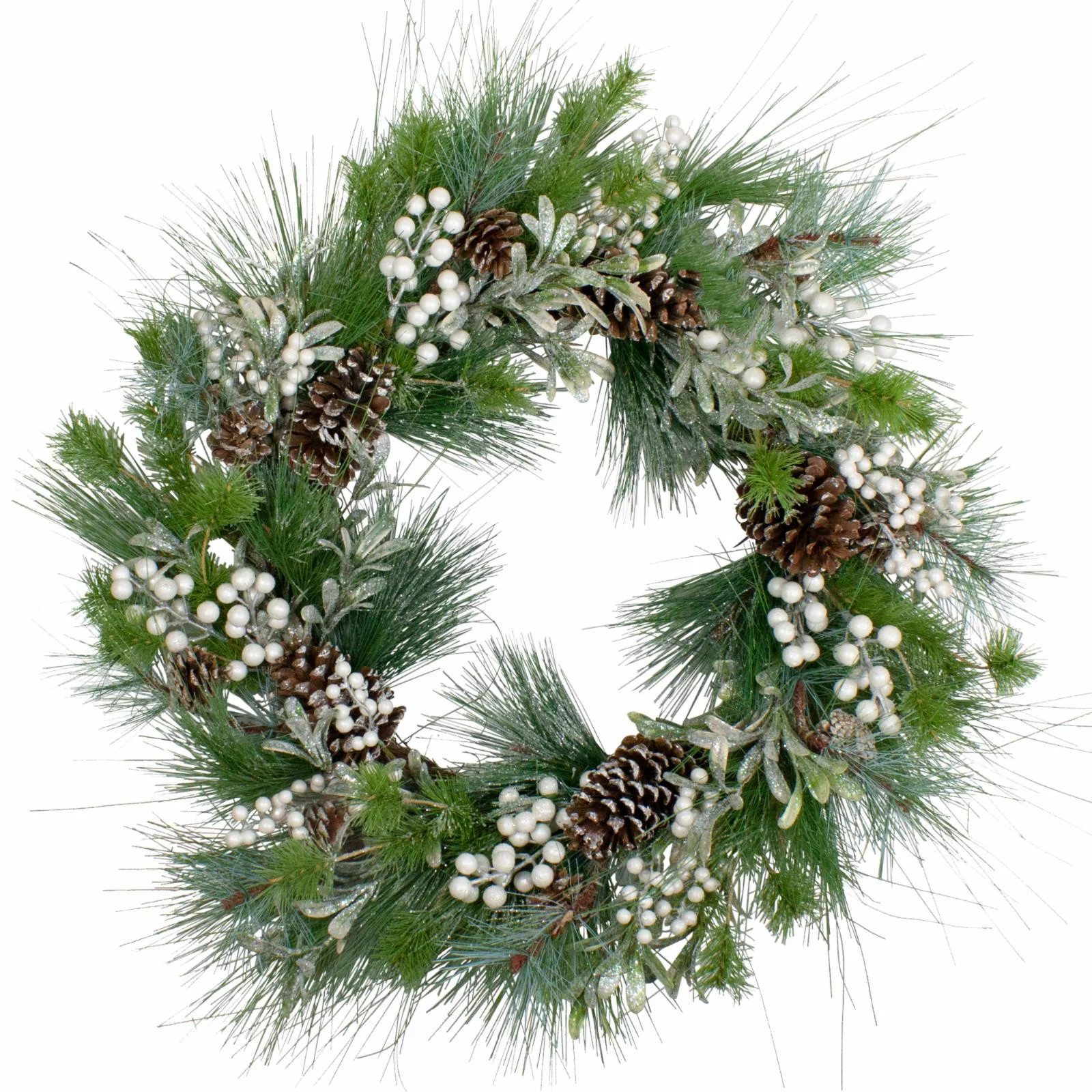 Northlight Glittered White Berry and Pinecone Artificial Christmas Wreath 30-Inch Unlit | Walmart (US)
