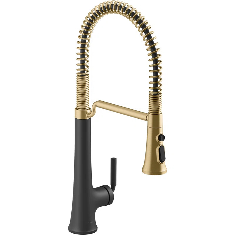 Kohler Tone Single Handle Semi-Professional Pre-Rinse Kitchen Sink Faucet with Three-Function Pul... | Wayfair North America