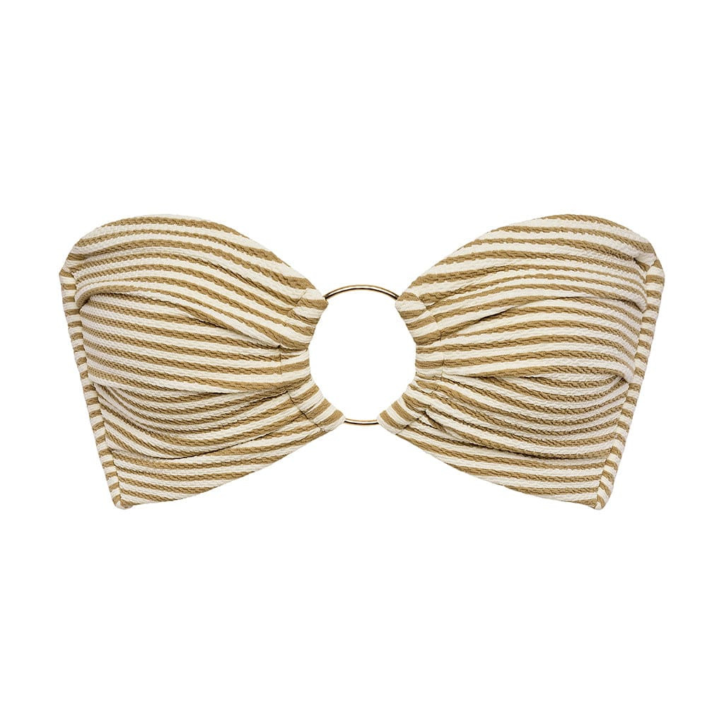 Neutral Stripe Tori Ties Bandeau Bikini Top | Montce