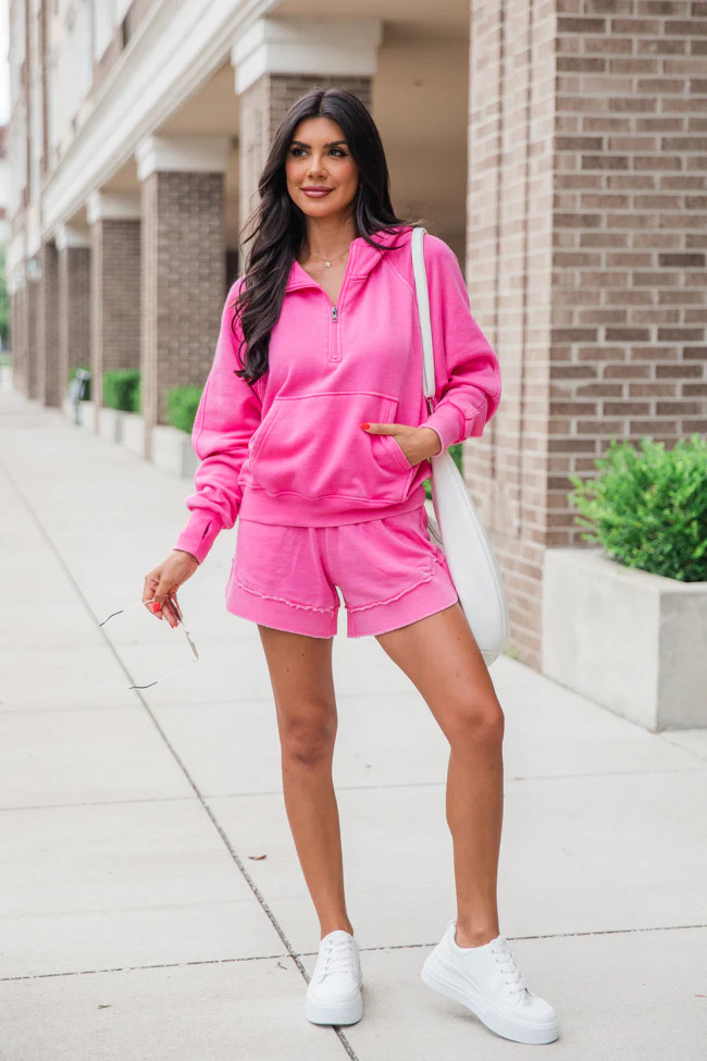 Learn As You Go Pink Acid Wash Knit Shorts | Pink Lily