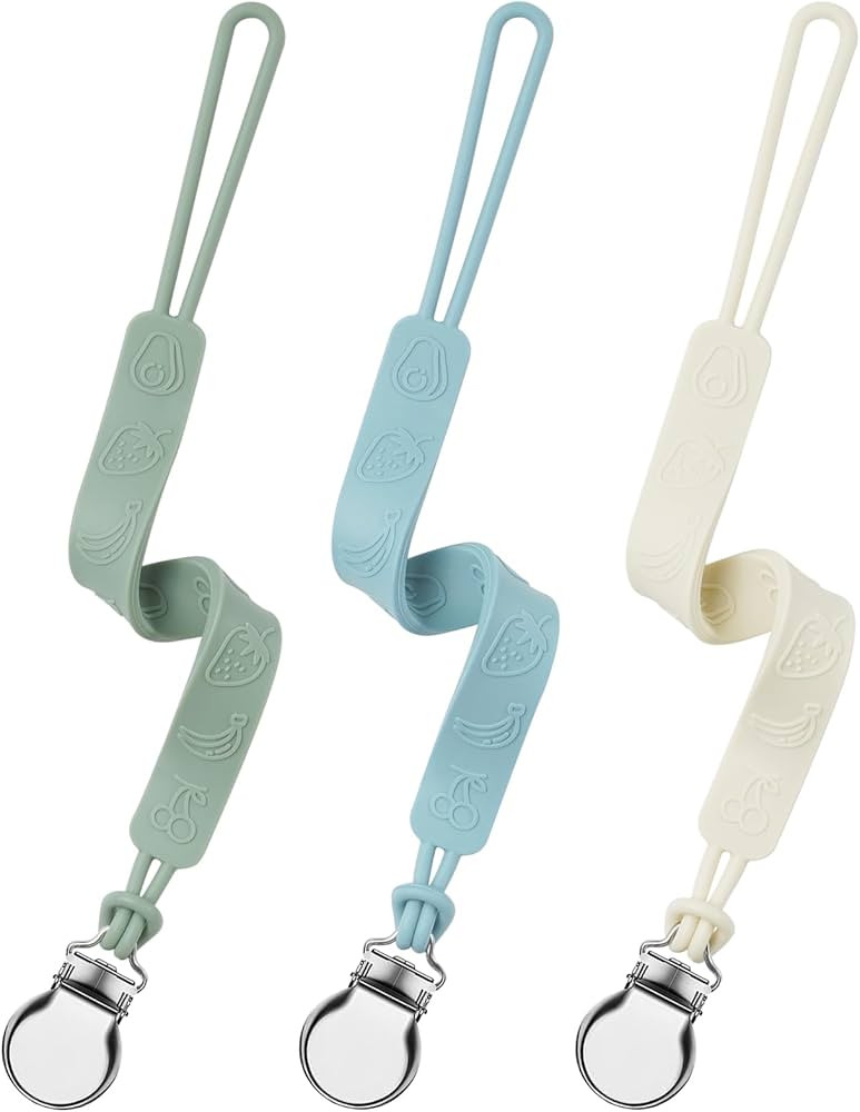 Silicone Pacifier Clip, Seposeve Pack of 3 Baby Pacifier Teether Clip with 4 Texture, Soft Flexib... | Amazon (US)