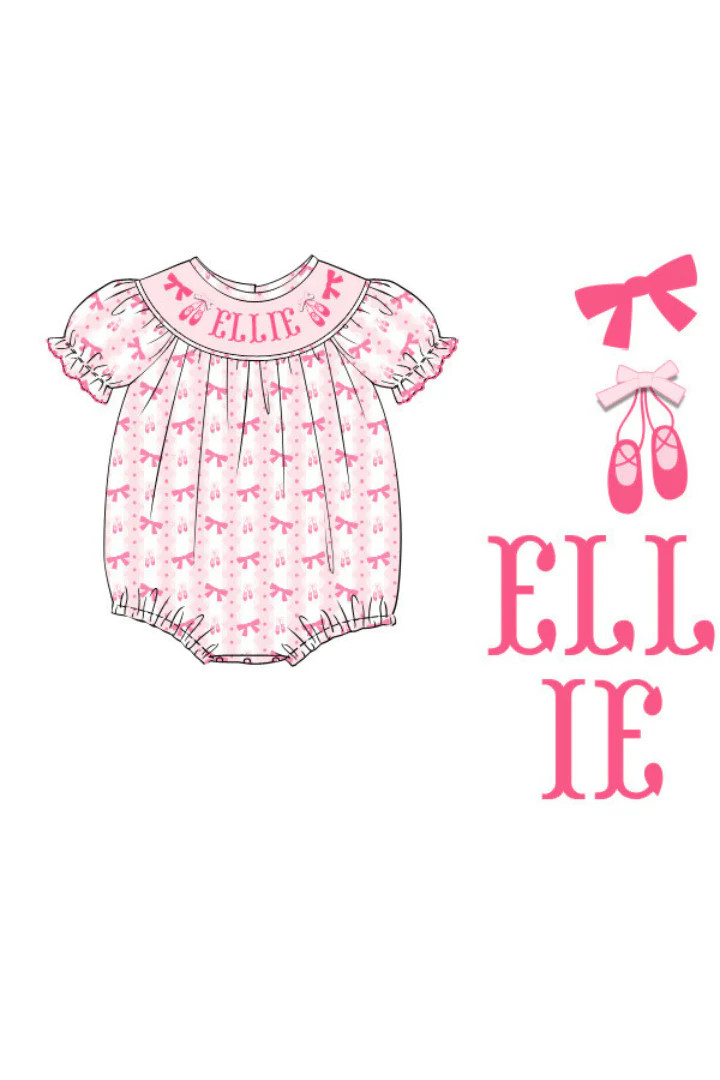 Pre-Order Custom Hand Smocked Name Ballerina Bubble | The Smocked Flamingo