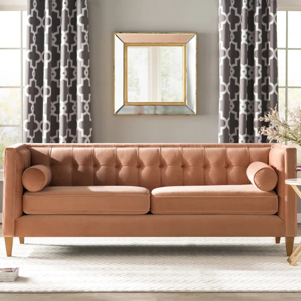 Harcourt Velvet 84" Rolled Arm Sofa | Wayfair North America