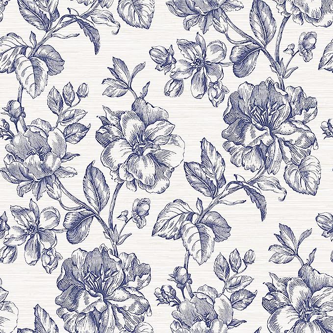 RoomMates RMK12577RL Flower Girl Peel and Stick Wallpaper, Blue | Amazon (US)