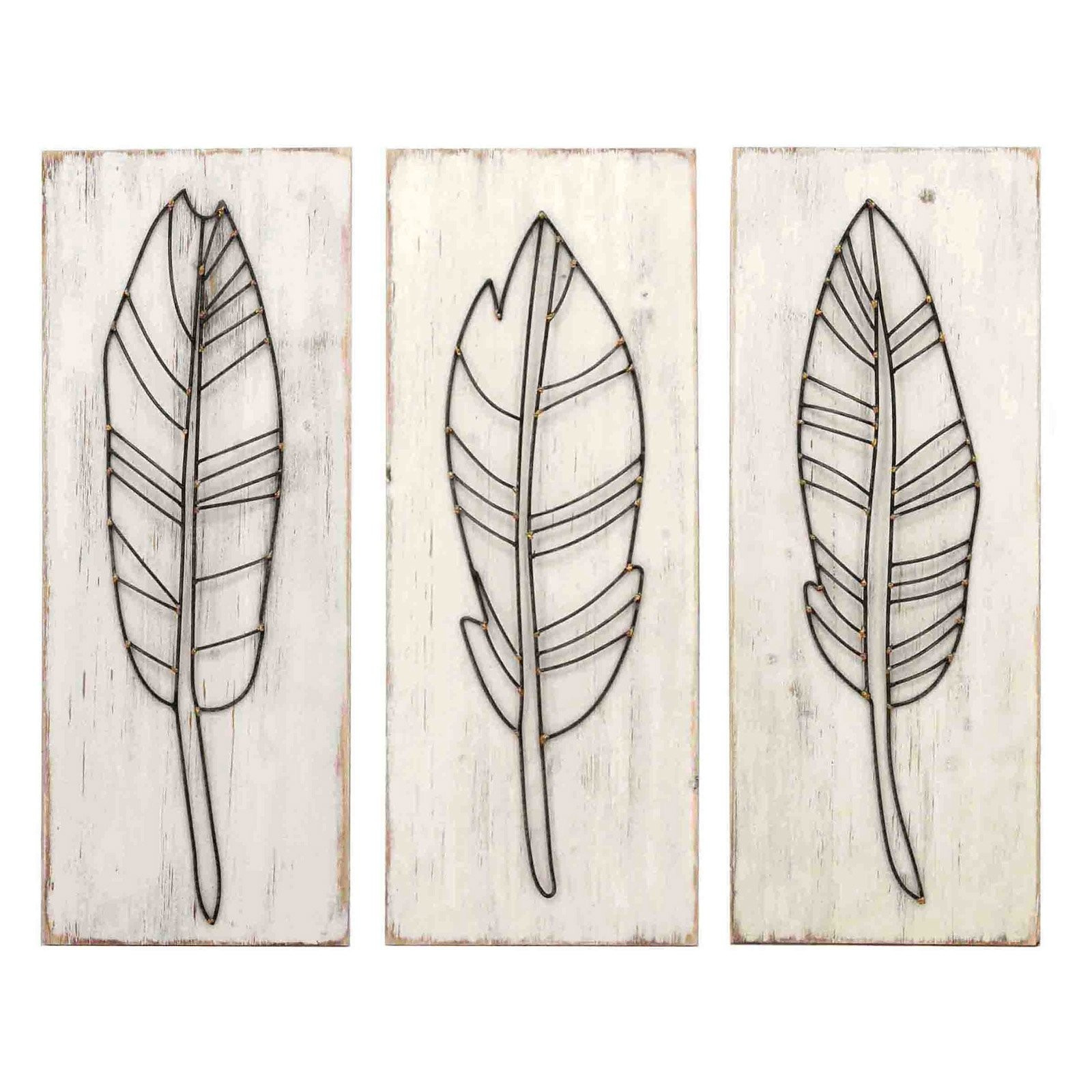 Sagebrook Home Wood Feather Wall Decor | Hayneedle