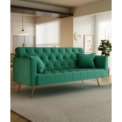 Luxurious Velvet Convertible Loveseat Sofa with High Weight Capacity for Comfort and Versatility in Any Room | Wayfair North America