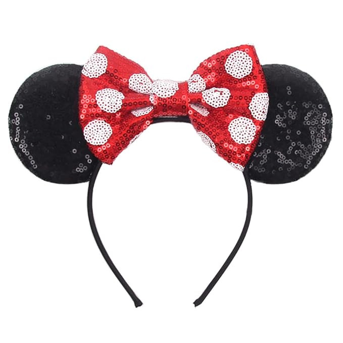 Foeran Mouse Ears Headbands, Sequin Mouse Ears Headband with Bow for Kids Adults Women, Accessori... | Amazon (US)