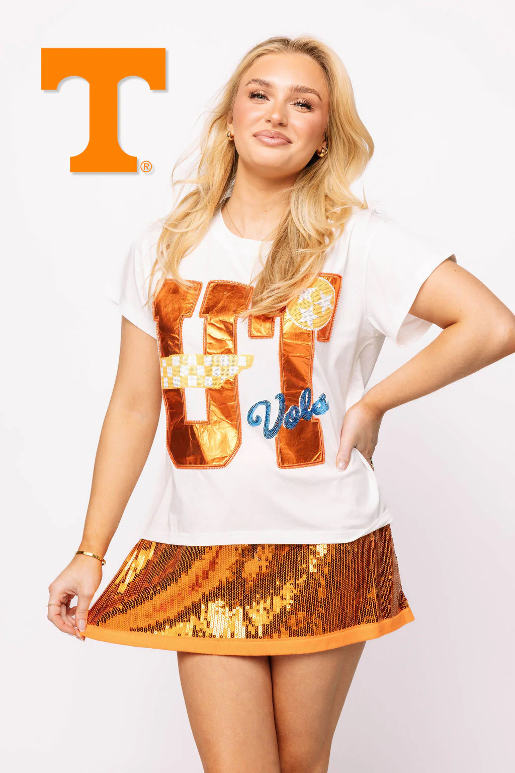 Licensed Tenn Metallic Word with Icons Tee | Queen of Sparkles