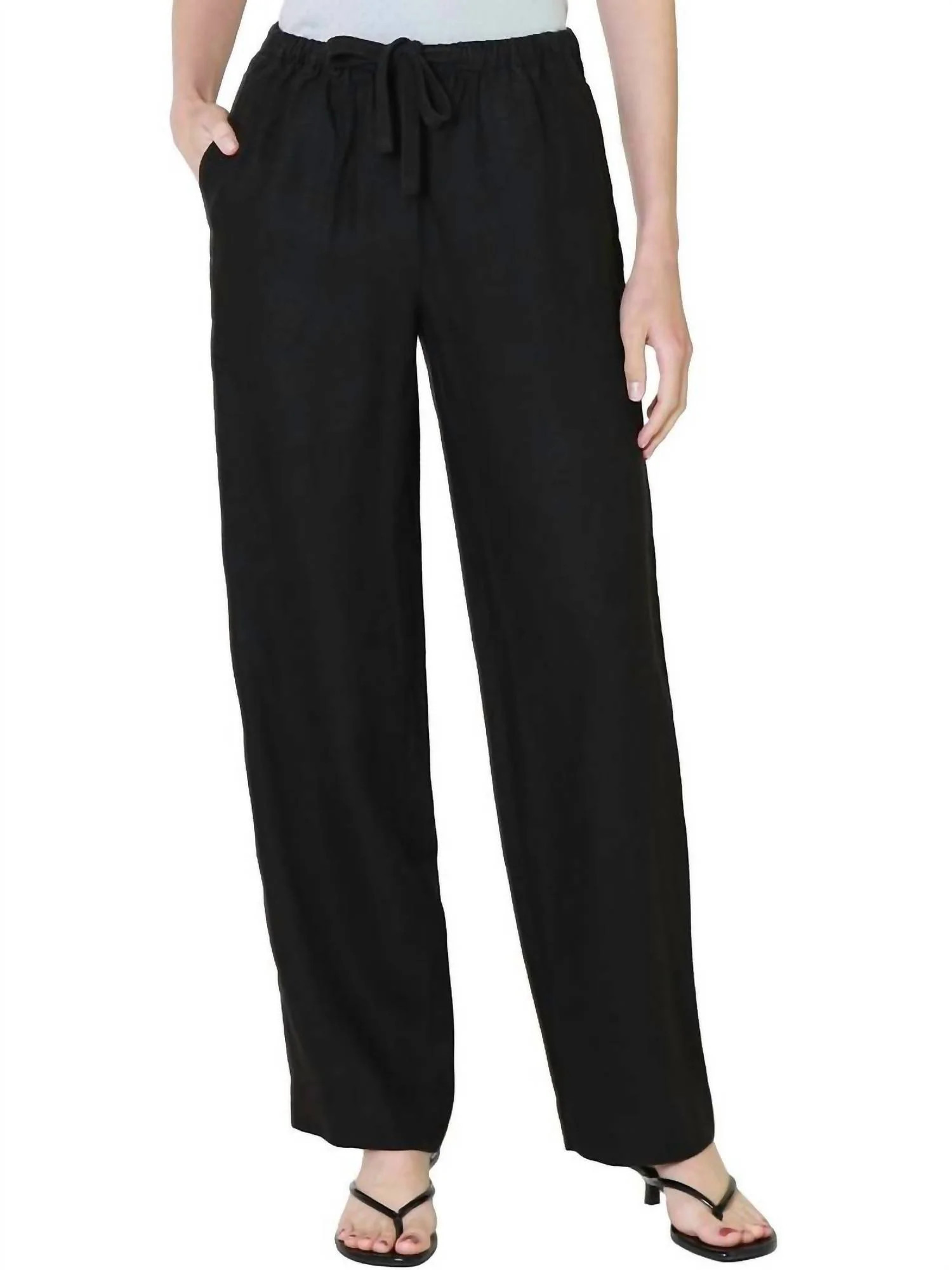 Tie Front Pull On Pant In Black | Shop Simon