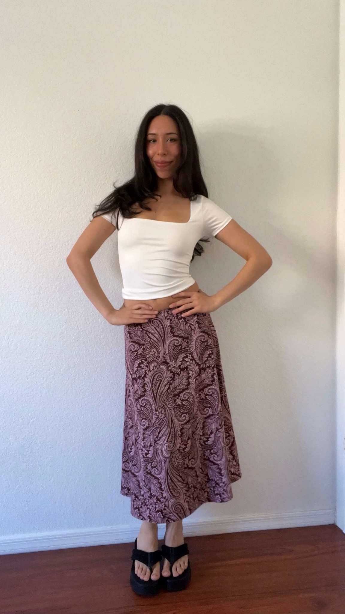 spring outfit ideas: skirt is thrifted NY & Co. sandals are mix no.6 but they’re really heavy and I don’t recommend!! 