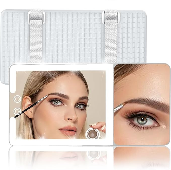 Car Sun Visor Vanity Mirror with Lights,Side with 6 inch 20X Magnifying Mirror,Rechargeable Car M... | Amazon (US)