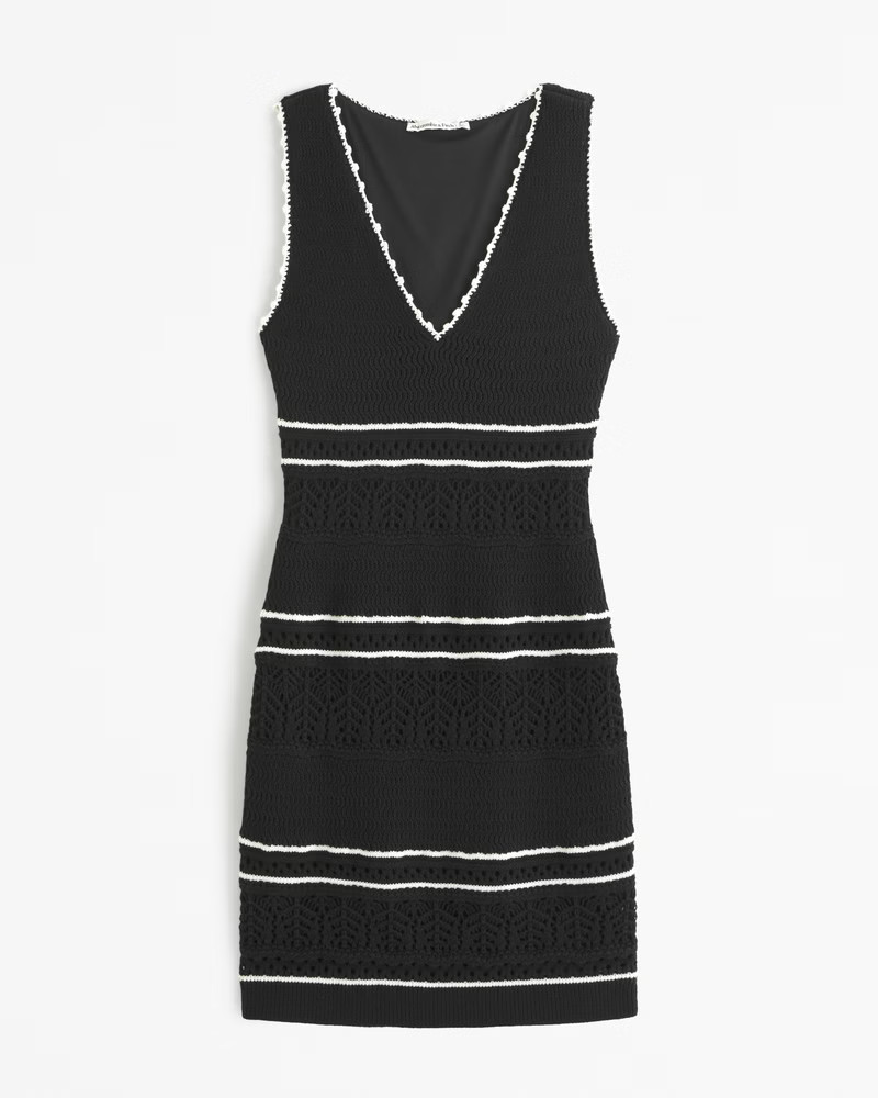 Crochet-Style V-Neck Mini Dress | Abercrombie & Fitch (US)