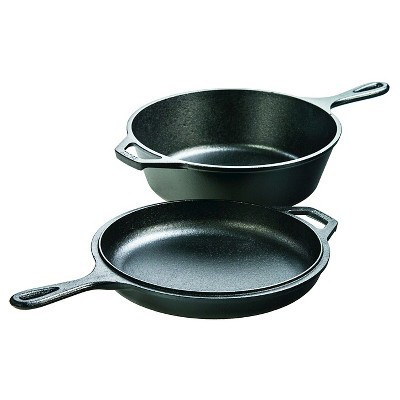 Lodge 3.2qt Cast Iron Combo Cooker: Skillet & Frying Pan Set, 10.25" Diameter, Gas & Electric Compatible | Target