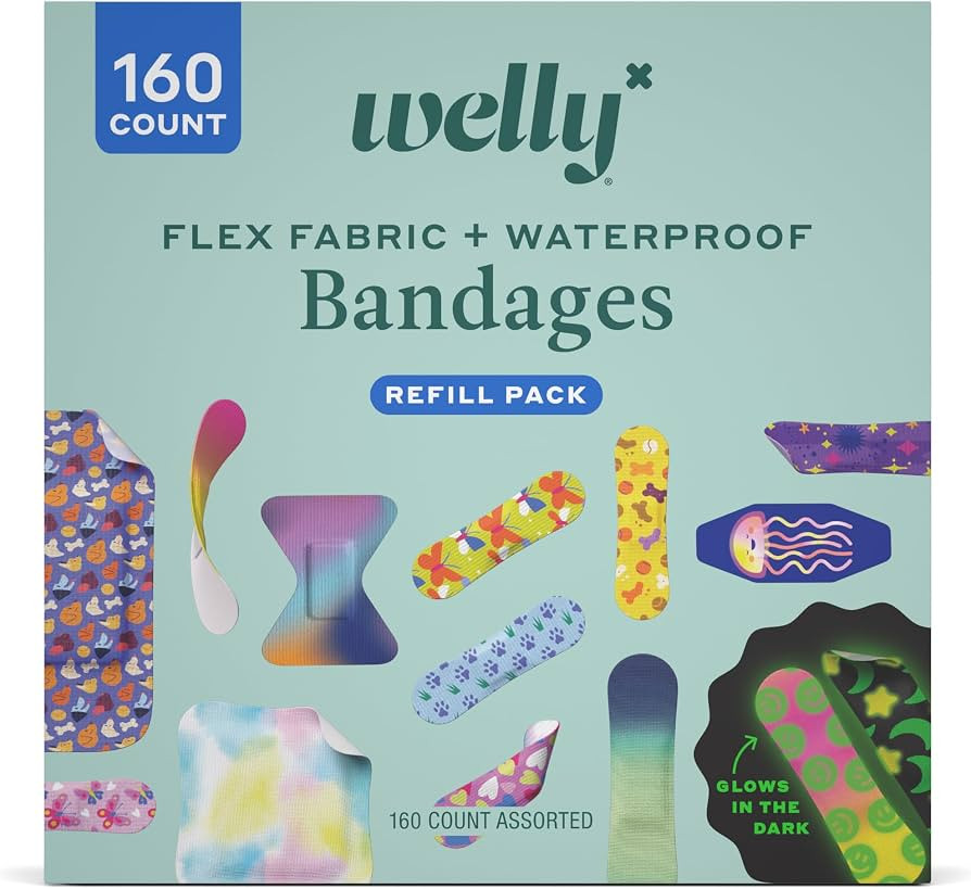 Welly Bandage Large Refill Pack | Adhesive Flexible Fabric, Glow-in-The-Dark & Waterproof Bandage... | Amazon (US)