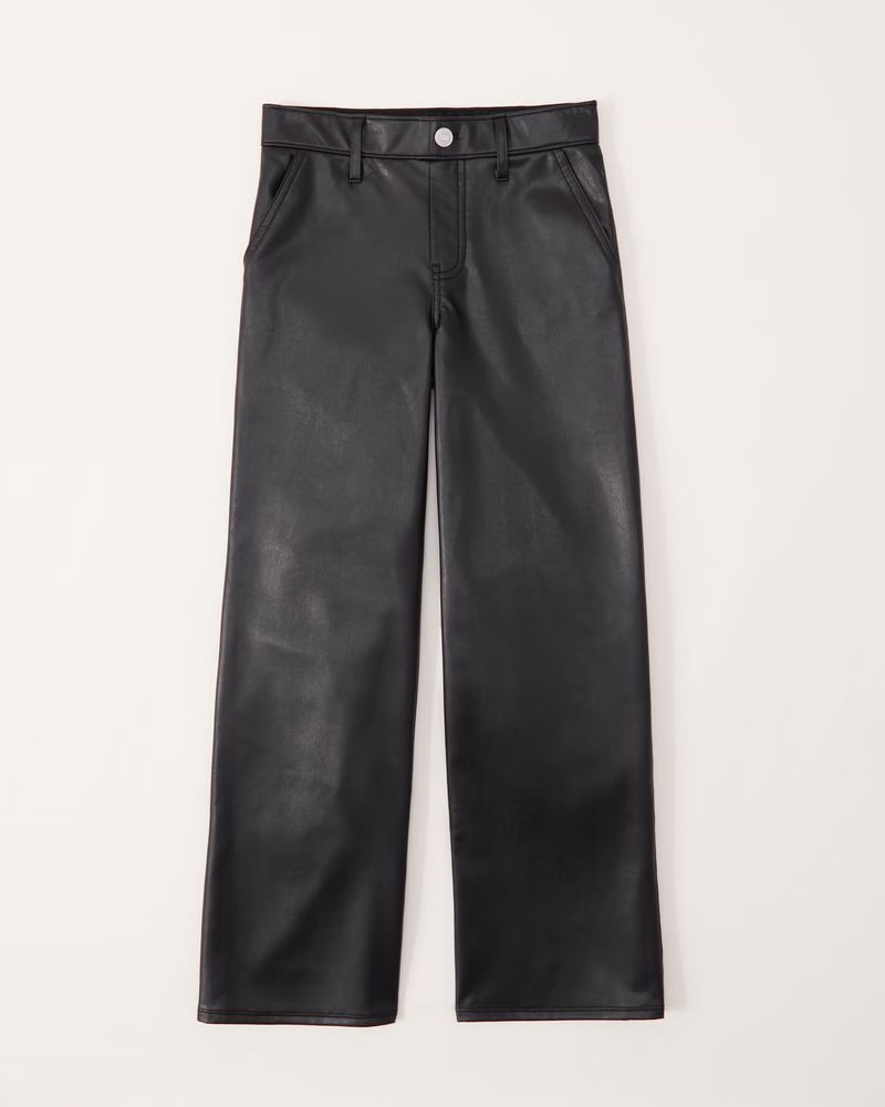 high rise faux leather wide leg pants | Abercrombie & Fitch (US)