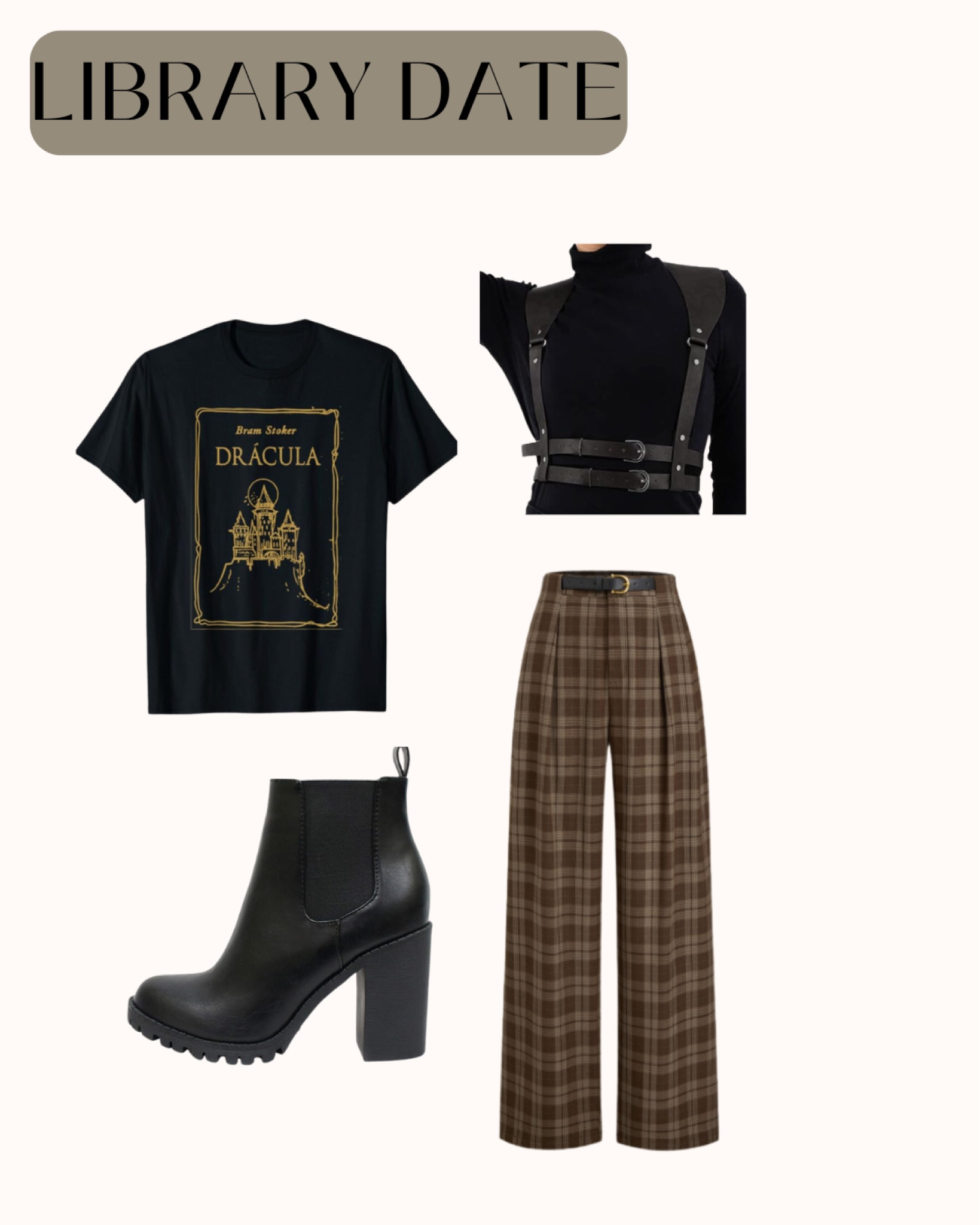 Dark academia. Booties. Fall, fall collection plaid trousers harness Dracula black tee Halloween tee

#LTKHalloween #LTKxPrimeDay #LTKSeasonal