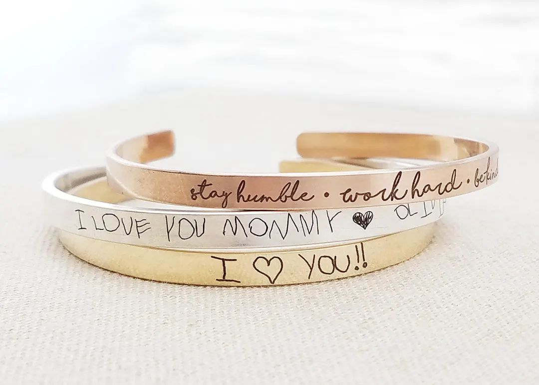 Personalized Mother's Day Gift Cuff Bracelet Thin Gold - Etsy | Etsy (US)