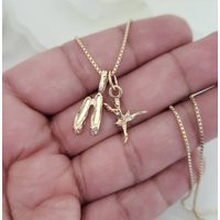 Gold Ballerina Necklace, Gift For Ballerina, 14K Heavy Plated Gold, High Quality 1mm Chain, Tiny Charms, Dancer Necklace | Etsy (US)