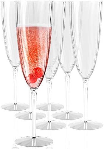 Plastic Champagne Flutes Disposable - Plastic Wine Glasses Set of 12 for Wedding - One Piece Cham... | Amazon (US)