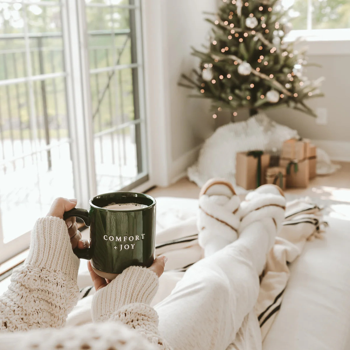 Comfort &amp; Joy Christmas Stoneware Coffee Mug - 14 oz | Abandoned Cakes