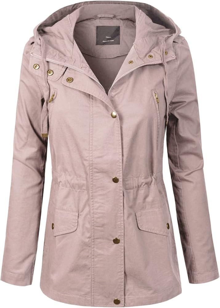 MixMatchy Women's Basic Military Anorak Jacket Zip Up Snap button Hooded Parka Safari Utility Coa... | Amazon (US)